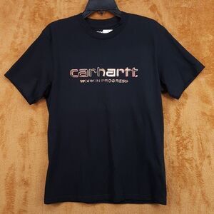 CARHARTT WIP Shirt Mens Small Black Pullover Crew Solar Chrome Logo T-Shirt Tee